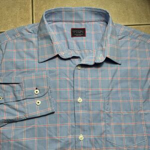 NICE UNTUCKit Nylon Men’s XXL Blue Pink Check Button Up Long Sleeve Shirt